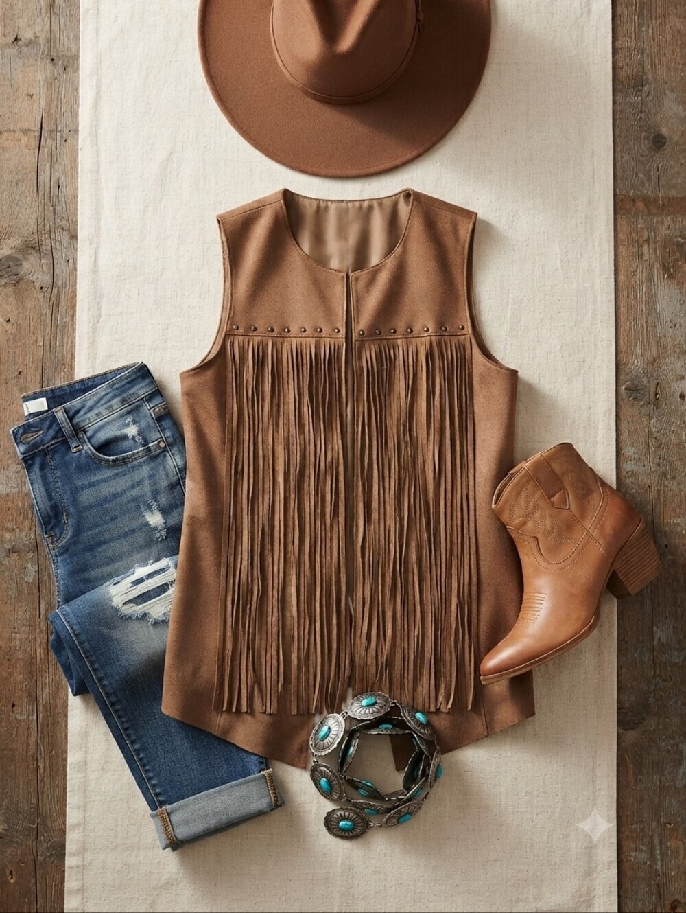 Lilly & Lavender Tan Fringe Vest